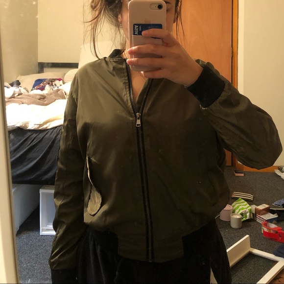 Army Green Bomber Jacket - Picture 3 of 5